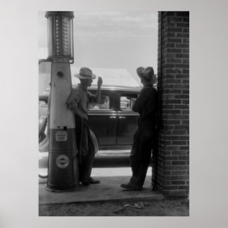 Vintage Synlig gaspump och bil 1940-talet Poster