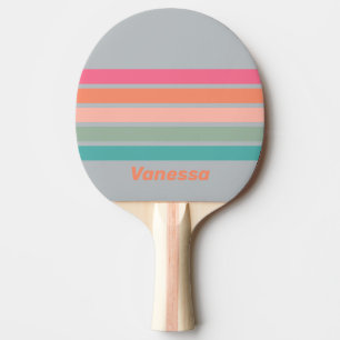 Vintage Syrlig Charm Över Randig med Namn Pingisracket