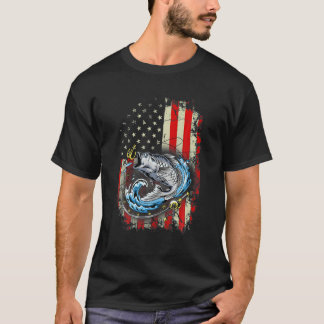 Vintage T USA Bass Fisherman, amerikansk Flagga Shirt