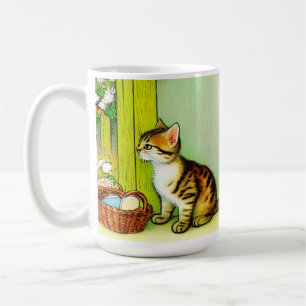 Vintage Tabby katt Illustration Kaffemugg