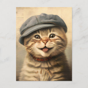 Vintage Tabby Kattmålning Vykort
