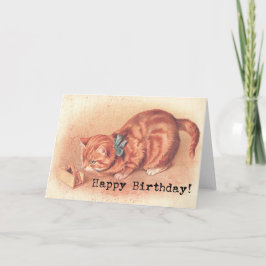 Vintage Tabby Kattunge Birthday Kort