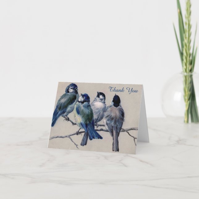 Vintage - Tack - Bluebirds på Gren. (Framsida)