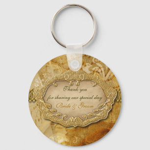 Vintage "tack" guld bruna bröllop nyckelring