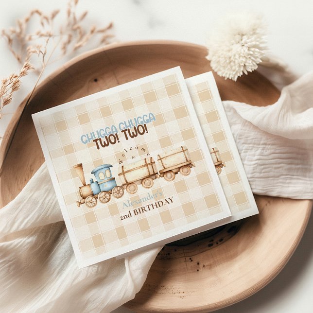 Vintage Tåg 2:a födelsedag Pappersservett (Skapare uppladdad)