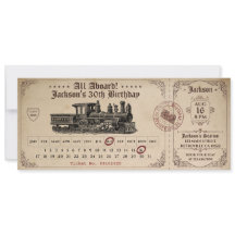 Vintage Tåg Biljett födelsedagsinbjudan