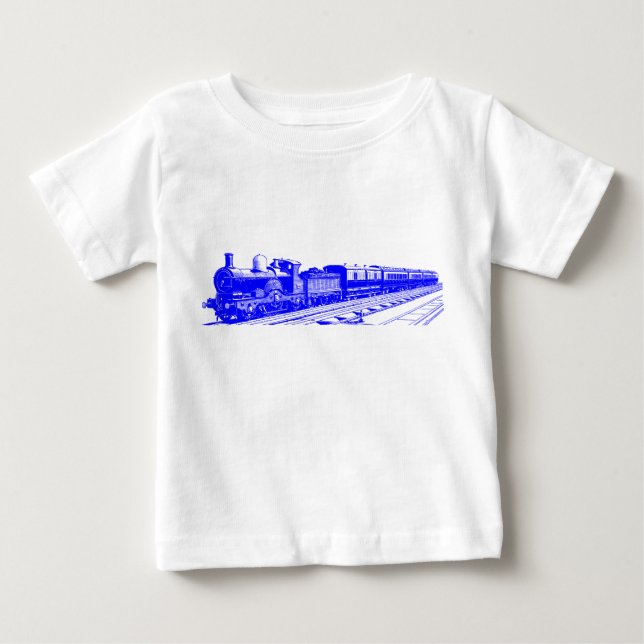 Vintage Tåg - blå T Shirt (Framsida)