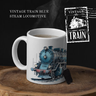 Vintage Tåg Blue Steam Locomotive Två-Tonad Mugg