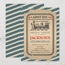 Vintage Tåg födelsedag Inbjudningar