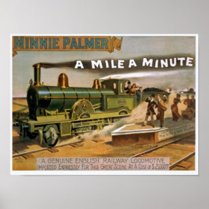 Vintage Tåg Illustration Poster