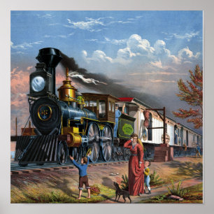 Vintage Tåg Illustration Poster