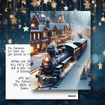 Vintage Tåg Personlig jul Vykort<br><div class="desc">Personligens vykort för jul med en illustration av en vintage tåg som färdas genom en snöby på en vinterdag.</div>