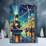 Vintage Tåg Station om julnatten Kväll Snowy Natt<br><div class="desc">Ett gammalmodigt tåg station i jul Kväll med folk som kommer och försöker ta sig hem. Vintagen återhämtar julklappen.</div>