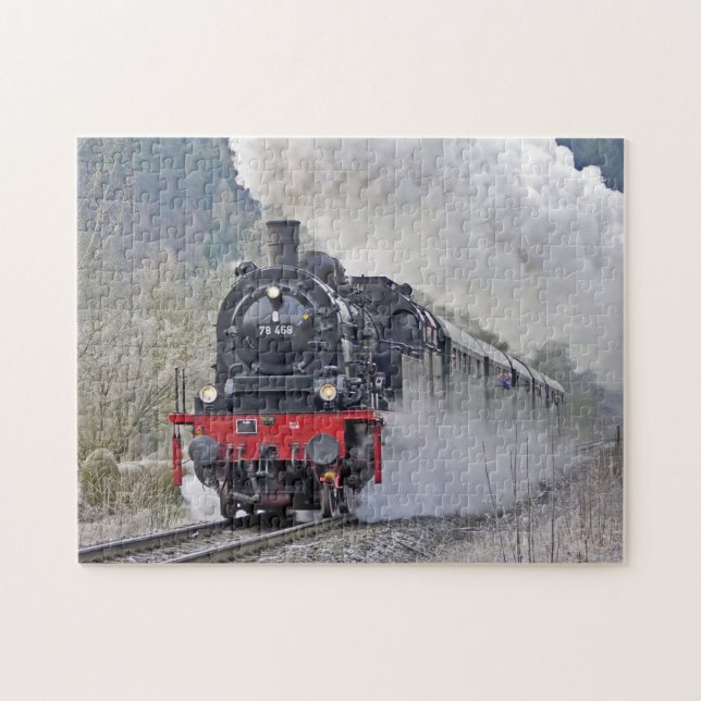 Vintage Tåg Steam Locomotive Photo Pussel (Horisontell)