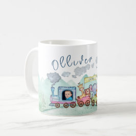 Vintage Tåg Transport Birthday Watercolor-foto Kaffemugg