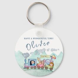 Vintage Tåg Transport Birthday Watercolor-foto Nyckelring