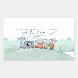 Vintage Tåg Transport Birthday Watercolor-foto Rektangulärt Klistermärke