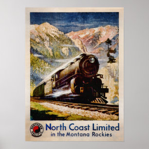 Vintage Tåg Travel i Montana Poster