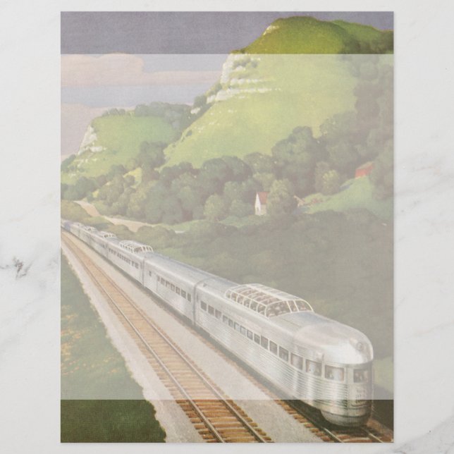 Vintage Tåg-vacation, lokomotiv i Land (Framsida)