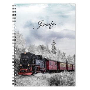 Vintage Tåg vinterjulscen Anteckningsbok