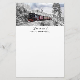 Vintage Tåg vinterjulscen Brevpapper