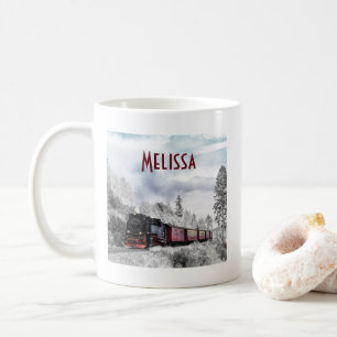 Vintage Tåg vinterjulscen Kaffemugg
