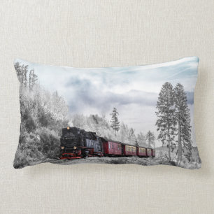 Vintage Tåg vinterjulscen Lumbarkudde