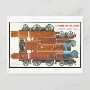 Vintage tågpapperleksak--Southern Railway Vykort