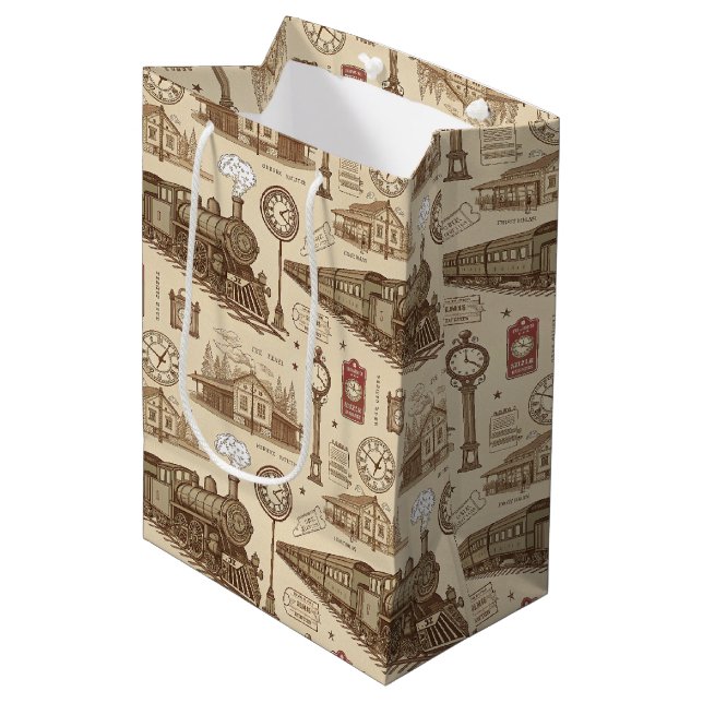 Vintage Tågstation Mönster (1) (Framsidan Vinklad)