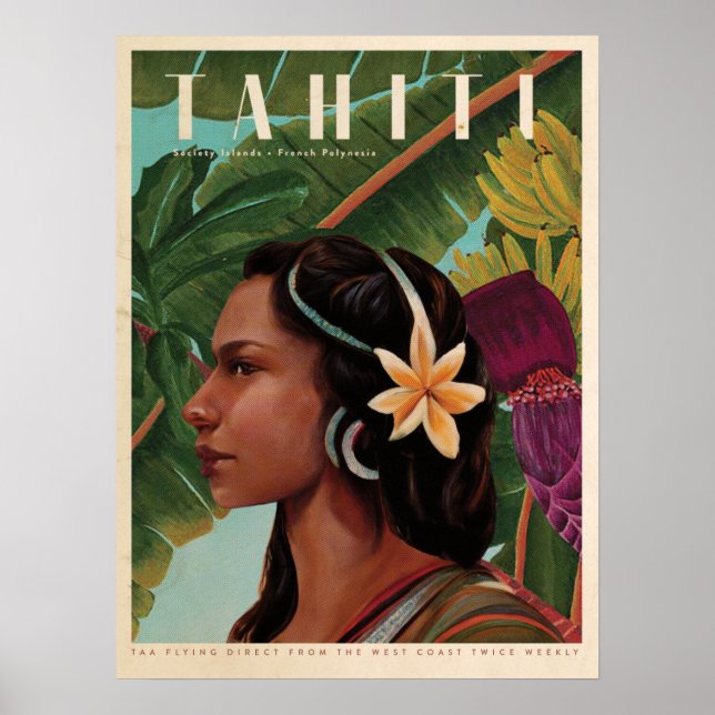 Vintage Tahiti Island flicka Poster (Framsidan)