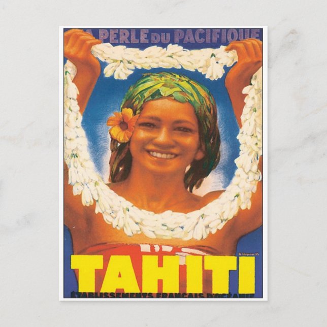 Vintage Tahiti Vykort (Framsida)