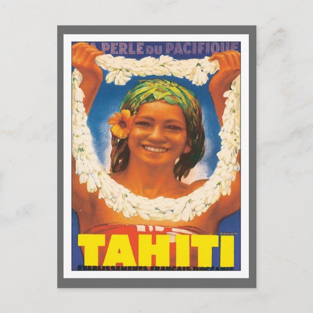 Vintage Tahiti Vykort (Framsida)