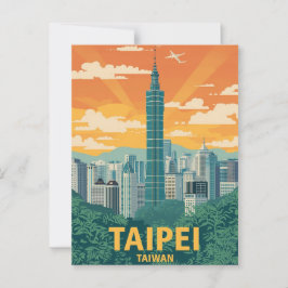 Vintage Taipei Taiwan Travel Poster Vykort