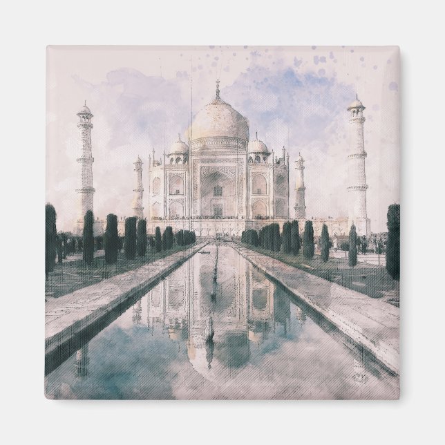 Vintage Taj Mahal Magnet - Agra India Travel (Framsidan)