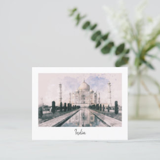 Vintage Taj Mahal Postcard - Retro Travel Souvenir Helg Vykort