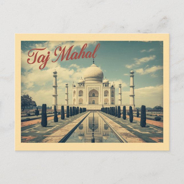 Vintage Taj Mahal Travel Vykort (Framsida)