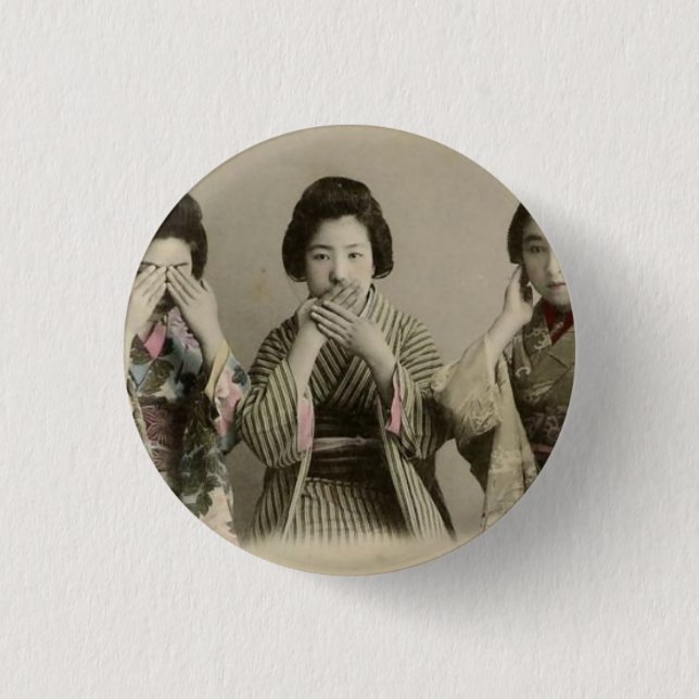 Vintage talar ingen ondska knapp (Framsida)