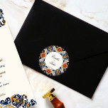 Vintage Talavera Azulejo-blå plattor bröllop Runt Klistermärke<br><div class="desc">Vintage Talavera Azulejo Medelhavsblåa plattor bröllop monogram tryckta klistermärken brider och klistermärken i groom namn</div>