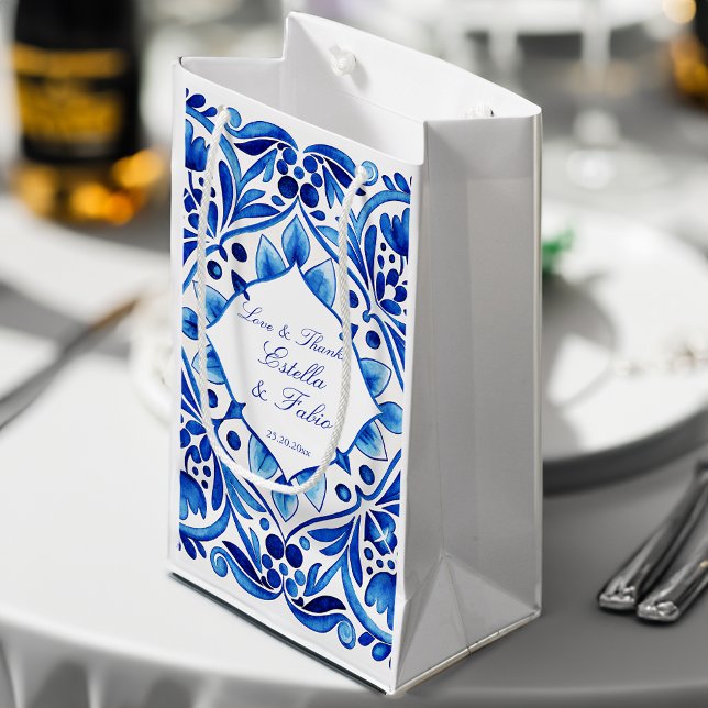 Vintage Talavera Azulejo-Medelhavsväskor (Vintage Talavera Azulejo Mediterranean folk art tiles personalized thank you favor bags)