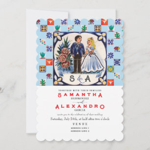 Vintage Talavera Unika Mexikanska Klinker Bröllop Inbjudningar