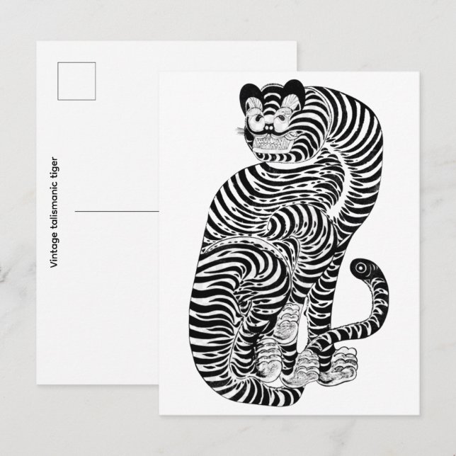 Vintage talismanic tiger  vykort (Fram/baksida)