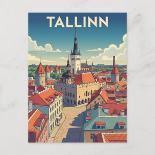 Vintage Tallinn Estland Travel Vykort