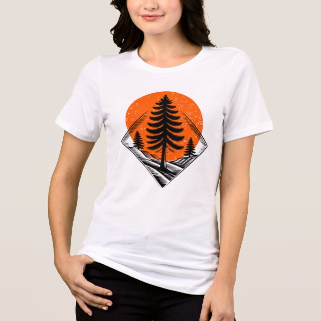 Vintage Tallskog Solnedgång T-Shirt (Framsida)