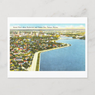 Vintage Tampa Bay, Florida, Aerial Vykort