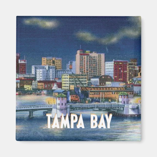Vintage Tampa Florida Byggnad och Bay Magnet (Framsidan)