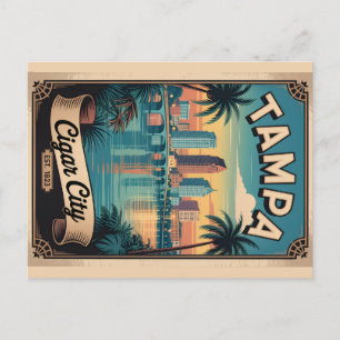 Vintage Tampa Florida Retro Resemålning för Resor  Helg Vykort