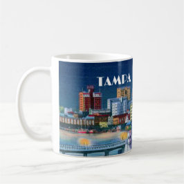 Vintage Tampa Florida Skyline 1940-talets kaffe Mu Kaffemugg