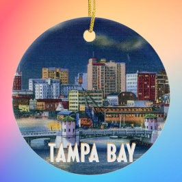 Vintage Tampa Florida Skyline Julgransprydnad Keramik