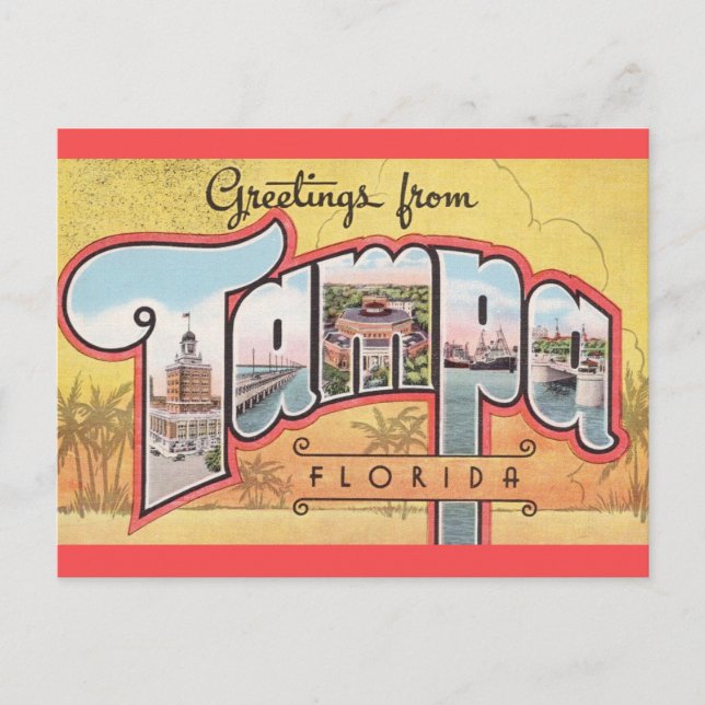 Vintage Tampa Florida välkomst vykort (Framsida)