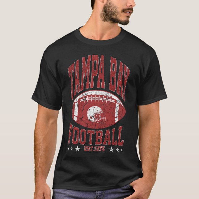 Vintage TampaBay Football Retro Distressed T-Shirt (Framsida)